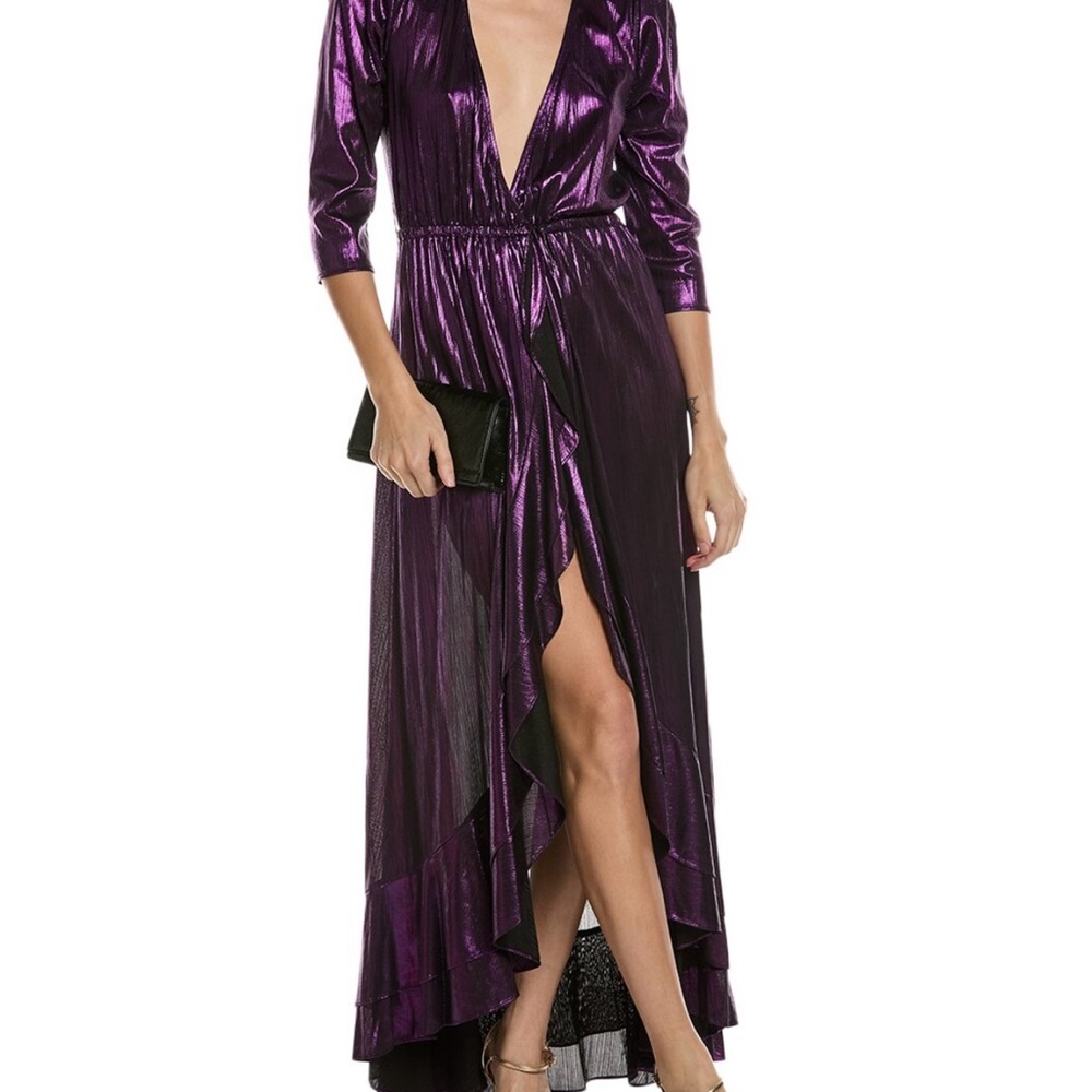 Retrofete Purple Backless Slit Gown